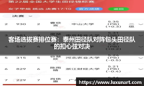 客场选拔赛排位赛：泰州田径队对阵包头田径队的扣心弦对决